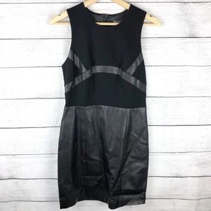 faux leather puff sleeve dress Icon Black Faux Leather Bubble Hem Mini Dress S main image 1